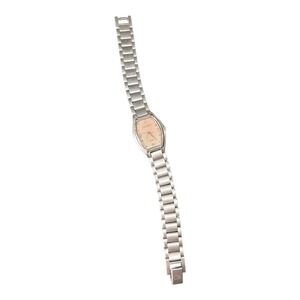 Vintage Carlo Rino Watch 2676 Silver Stainless‎ Steel Tonneau Pink Dial Quartz
